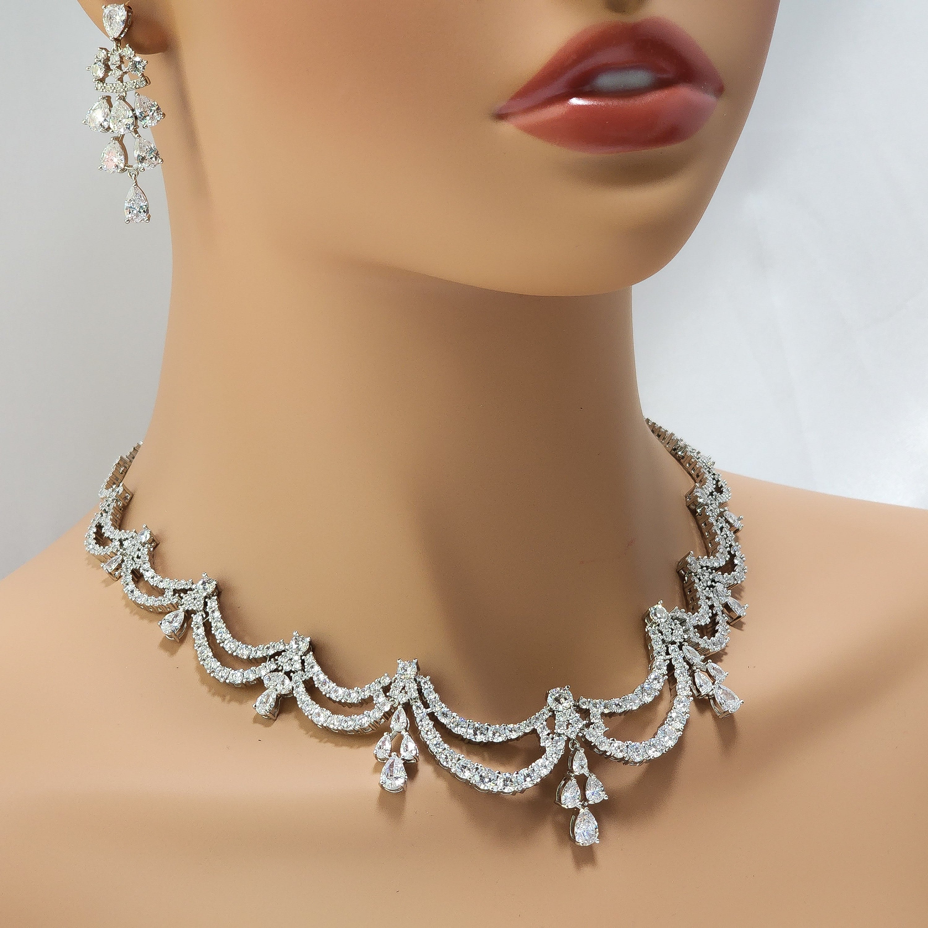 Diamond Ribbon Wedding Set