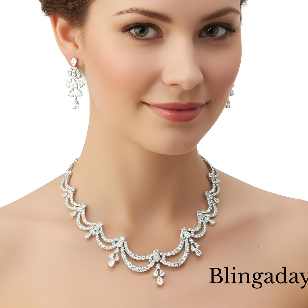 Diamond Ribbon Wedding Set