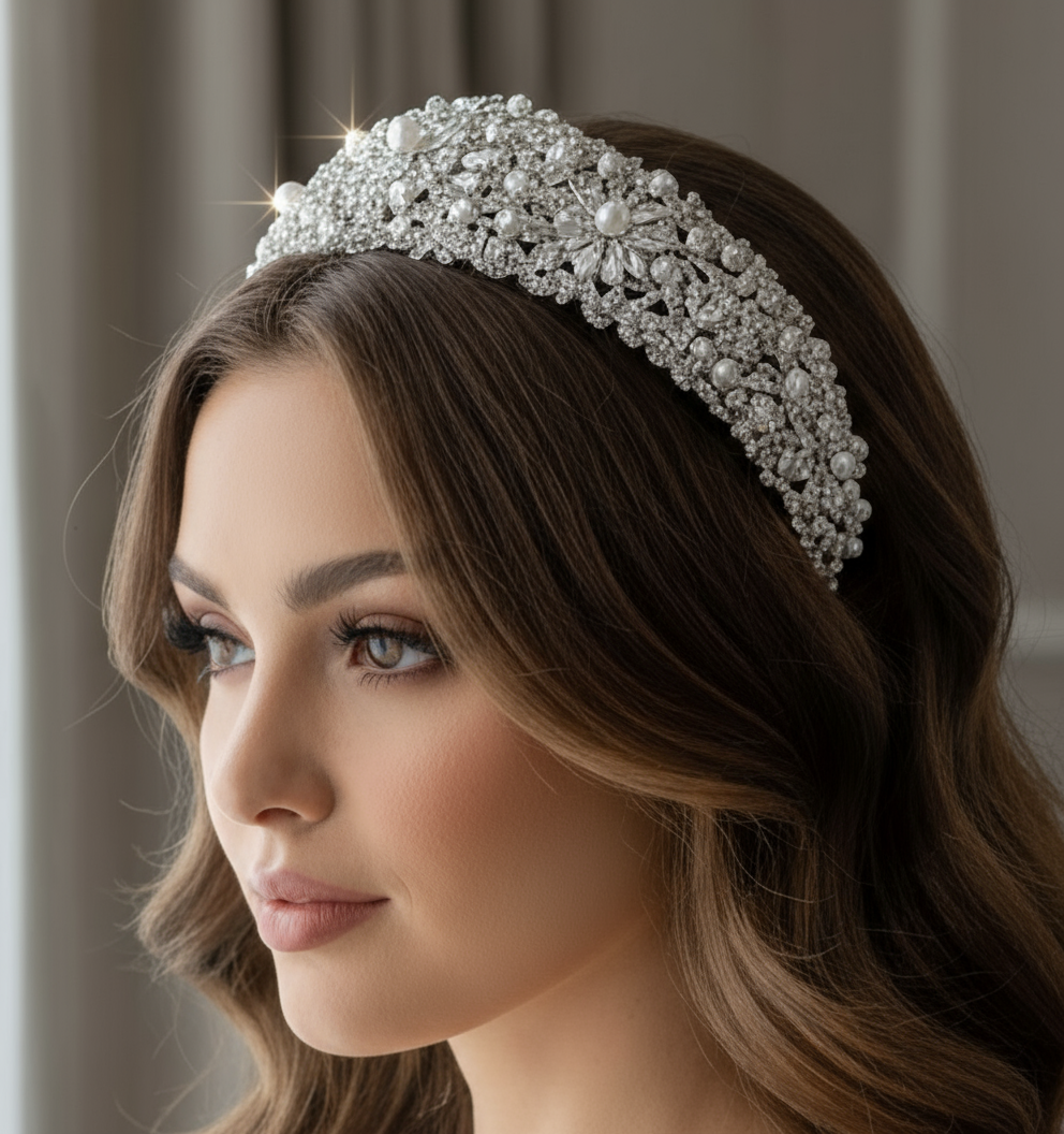 Swarovski Pearl and Crystal Headband Tiara